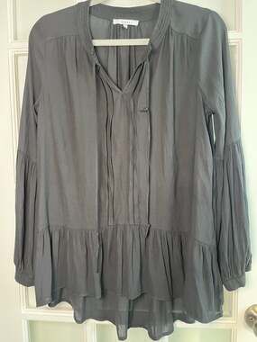 Ro&De Black Rayon Smocked Peplum Top
